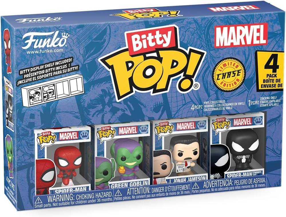Bitty Pop! Spider-Man 4-Pack: Spider-Man, Green Goblin, J Jonah Jameson, Spiderman