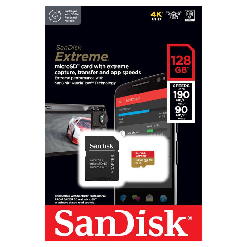 Memory card SanDisk Extreme microSDXC 128GB with Adapter